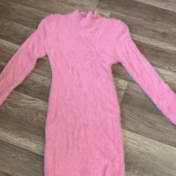 Fashion Nova | Dresses | Long Sleeve Pink Fur Dress | Poshmark